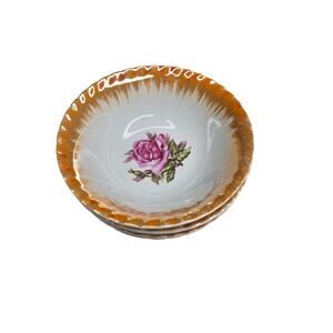 Luster ware set of 5 bowls Vintage Japan Bowl Lusterware Pink Rose Edges 6"